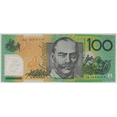 AUSTRALIA 2014 . ONE HUNDRED 100 DOLLAR BANKNOTE . STEVENS/PARKINSON . FIRST PREFIX AA14